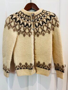 Original Icelandic Sweater - 100% wool - Vintage Alafoss Icewool Hand Knit - L